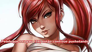 just chilling with erza scarlet from fairytale, watching her dominate in hentai joi scenes