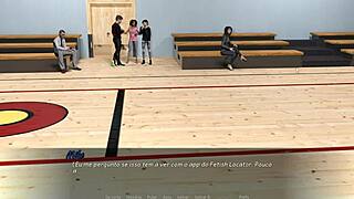 Girlfriend creampie cum floods college classroom in hentai game with friend action!