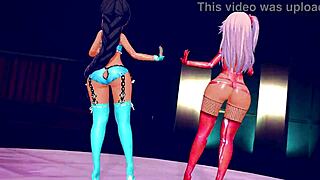 Хлоя и Джахи трясутся сильно в MMD Sodevs аниме танце