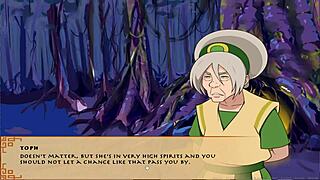 korra strokes huge cock in swamp handjob scene