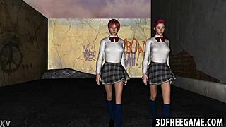 hot 3d lesbian babe subtly licking another wet pussy