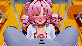 Kirara performs intense fellatio in 3D anime style