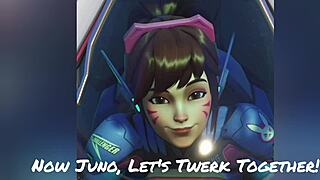 Juno VA Dance Twerk in Azur Lane with Big Ass Overwatch Style
