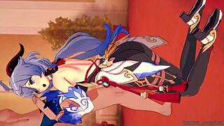 Ganyu Delivers Handjob And Boobjob In 3d Leggings. Tits Action On Birthday Scene.