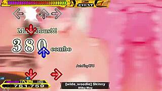skinny girl dances with big tits in anime hentai game chart. her moves mesmerize on screen.
