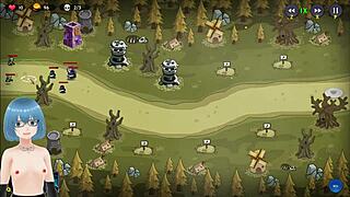 Beautiful mystic defenders gameplay starts with big tits action