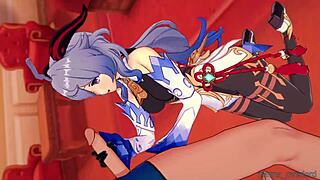 Ganyu Delivers Handjob And Boobjob In 3d Leggings. Tits Action On Birthday Scene.