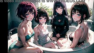 Beautiful Girls Immerse in Cum Bath for Cute Hentai Experience
