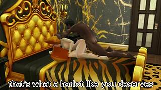 Curvy Redhead Takes Huge Black Cock In Anal Railing From Fat Sims Character