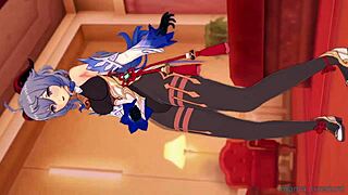 Ganyu Delivers Handjob And Boobjob In 3d Leggings. Tits Action On Birthday Scene.