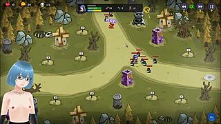 Beautiful mystic defenders gameplay starts with big tits action