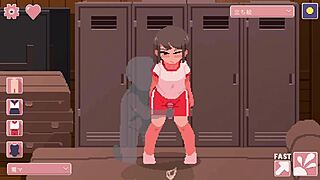 blowjob leads to creampie squirting in warehouse gym gameplay with stuck girl hentai