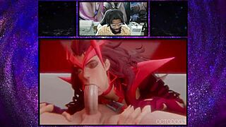 Bald Pussy Marika Fucks Scarlet Witch with Blowjob and Dildo Deepthroat Cumshot