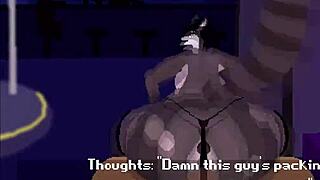 racoon girl dances and rides big cock for creampie in strip club furry scene