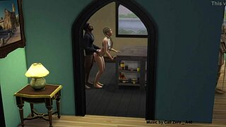 Blonde gives handjob and blowjob to big black cock in kitchen SFM anime. She rides doggystyle with monster cock Sims 4 style.