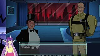 In gotham part 1, the goth brunette explores something unlimited with big tits in hentai.