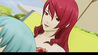 Mitsuru pleases Fuuka's girlcock in hentai.