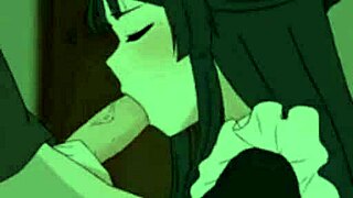 anime girl makes nice with her mouth sweetly 😊