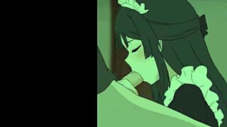 anime girl makes nice with her mouth sweetly 😊