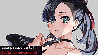 Marnie delivers femdom jerk off instructions in pokemon hentai with a twist