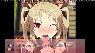 so this cold vamp chick gives an intense handjob, leading to a massive cum explosion in the hentai scene.