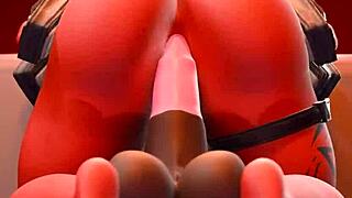 desdemona from fortnite animations takes on anal assfucking while riding a dildo with toys in wild action. she moans during the intense riding session.