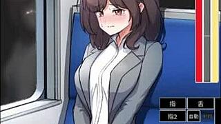 In the crowded train, he secretly activates the magic masturbator on the office lady until she orgasms
