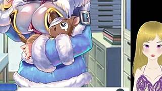 anime girl with big tits gets fondled and lactates milk in game scene