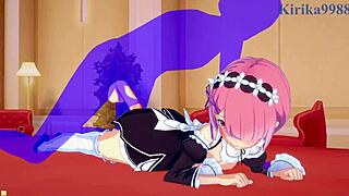 I feel so connected to ram and rem during their intense sex in re zero hentai with big tits and creampie passion