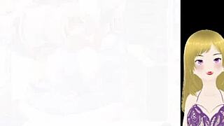 anime girl with big tits gets fondled and lactates milk in game scene