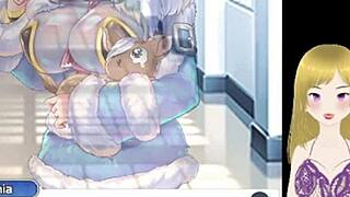 فتاة أنمي بصدر كبير تُداعب وتلقح حليب في مشهد لعبة