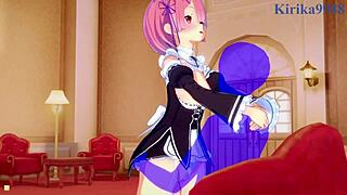 I feel so connected to ram and rem during their intense sex in re zero hentai with big tits and creampie passion