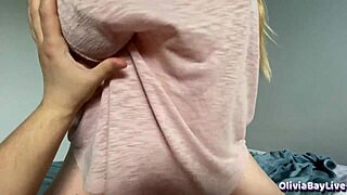 Step Brother Watches Porn with Step Sister. He Gets Her into Rough Cowgirl Riding and Fucking on Big Cock