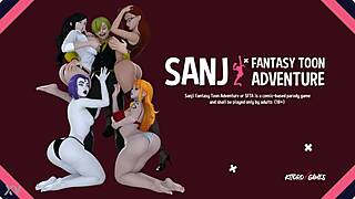 Sanji embarks on a wild fantasy adventure with toon characters like Nami, Robin, Raven, Bulma, and Jessica Rabbit.
