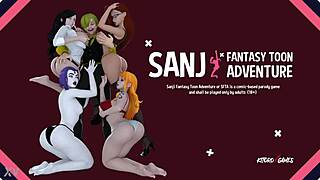 Sanji embarks on a wild fantasy adventure with toon characters like Nami, Robin, Raven, Bulma, and Jessica Rabbit.