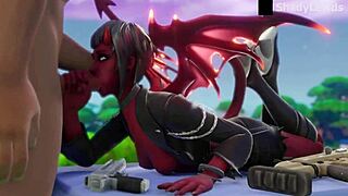 Malice performs detailed blowjob on fortnite character in 3d animation scene
