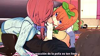 Мику получает кремпай и двойное проникновение от монстров в бдсм наряде.