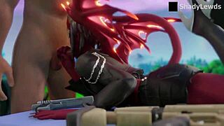 Malice performs detailed blowjob on fortnite character in 3d animation scene