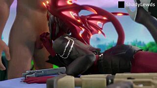 Malice performs detailed blowjob on fortnite character in 3d animation scene