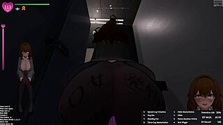 is the office lady masturbating in public in this hentai game?