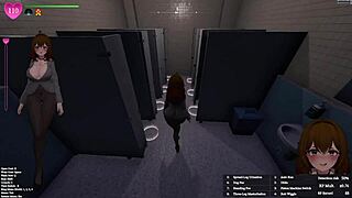 A mulher do escritório se masturba em público neste jogo hentai?