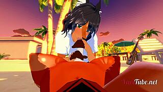 Furry Yiff Yaoi Hentai 3d- 2 Dogs Blowjob In A Beach With Cum In His Mouth - Hard Sex Animation Gay