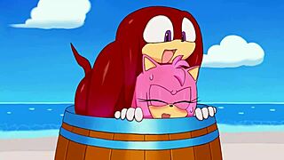 Knuckles gets excited on the beach with pussy play