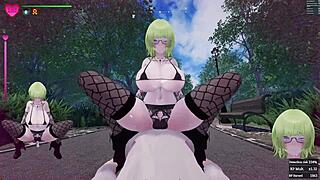 Секреты разоблачения готической девчонки с зелеными волосами трахается в парке