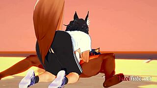 Furry Yiff Yaoi Hentai 3D - 2 Anjing Blowjob di Pantai dengan Cum di Mulutnya - Animasi Seks Keras Gay