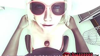 Teen in green bikini gives blowjob