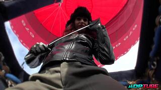 Anal domination of a mature woman in a balloon