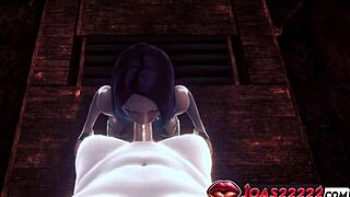 close-up view of elise's intense missionary session ending in a floor cumshot