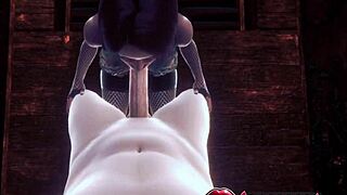 close-up view of elise's intense missionary session ending in a floor cumshot