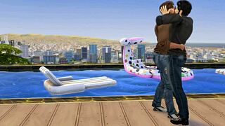 hunky sims 4 couple relaxes with pool time and bedroom activities all night